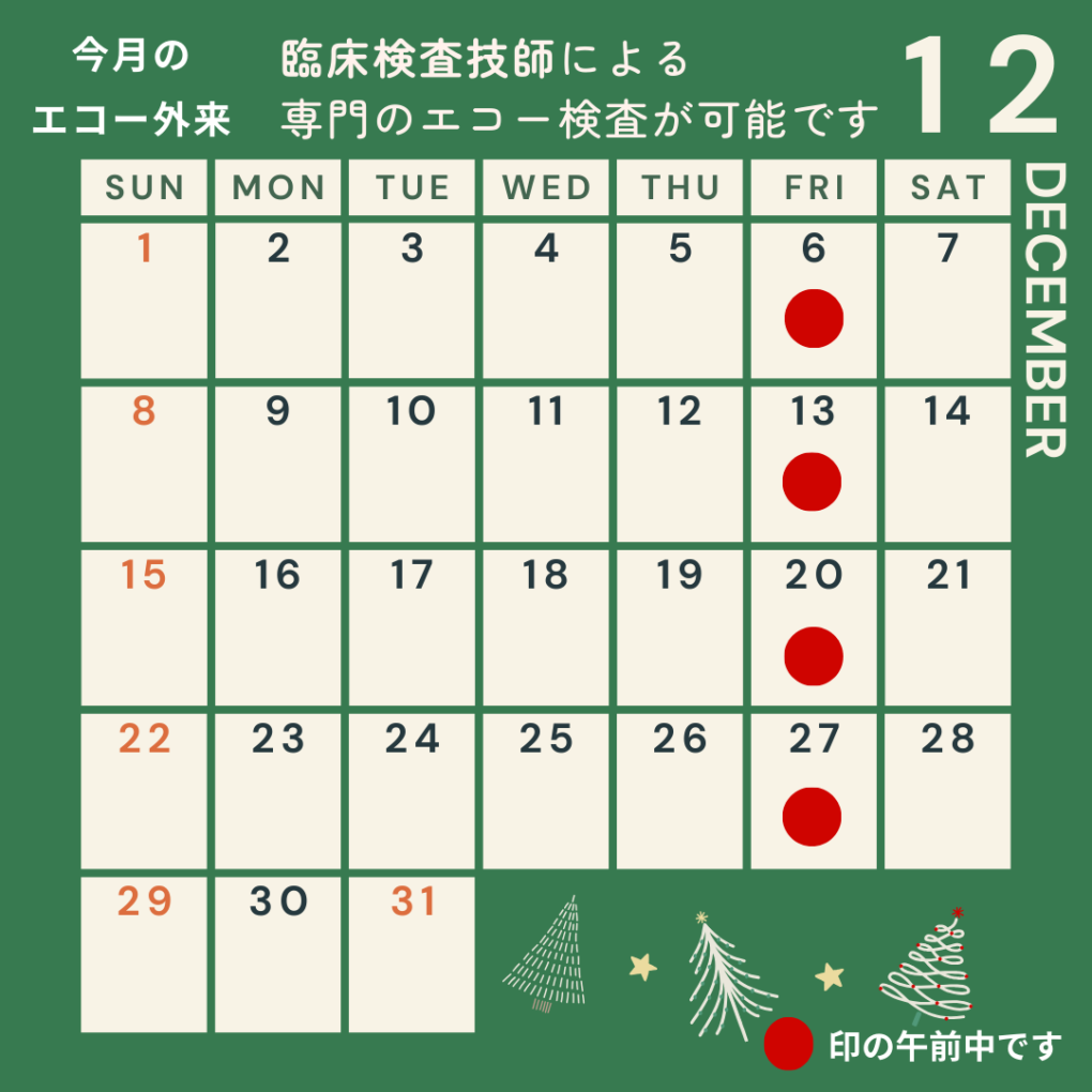 12月エコー予定カレンダー