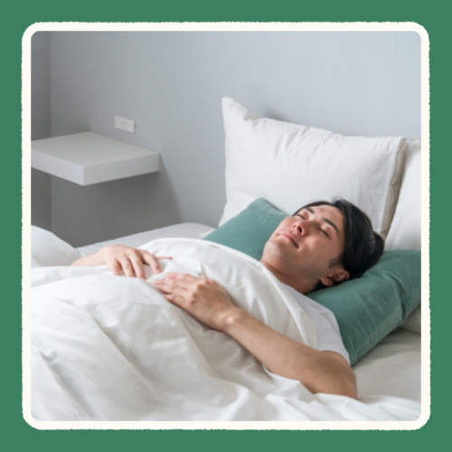 良質な睡眠をとる男性